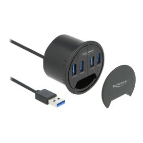 Delock 4 Port In-Desk Hub with 4 x SuperSpeed USB Type-A Port - 64153