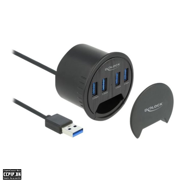 Delock 4 Port In-Desk Hub with 4 x SuperSpeed USB Type-A Port - 64153