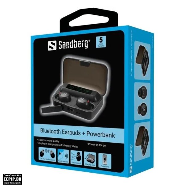 Sandberg Bluetooth Earbuds + Powerbank - Trdlse retelefoner med mikrofon