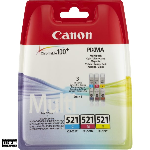 Canon CLI 521 Multipack Gul Cyan Magenta