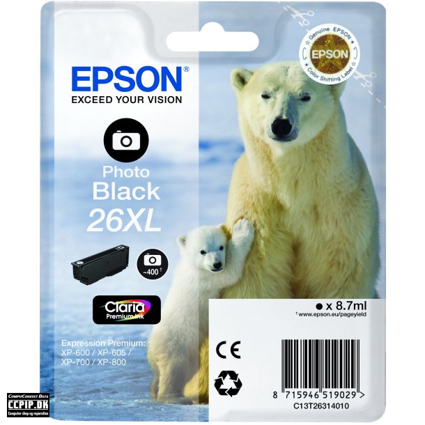 Epson 26XL Foto-sort 400 sider