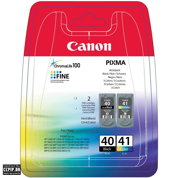 Canon PG 40 / CL-41 Multi Pack Sort Farve (cyan, magenta, gul)