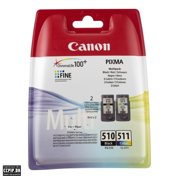 Canon PG 510 / CL-511 Multi pack Sort Farve (cyan, magenta, gul)