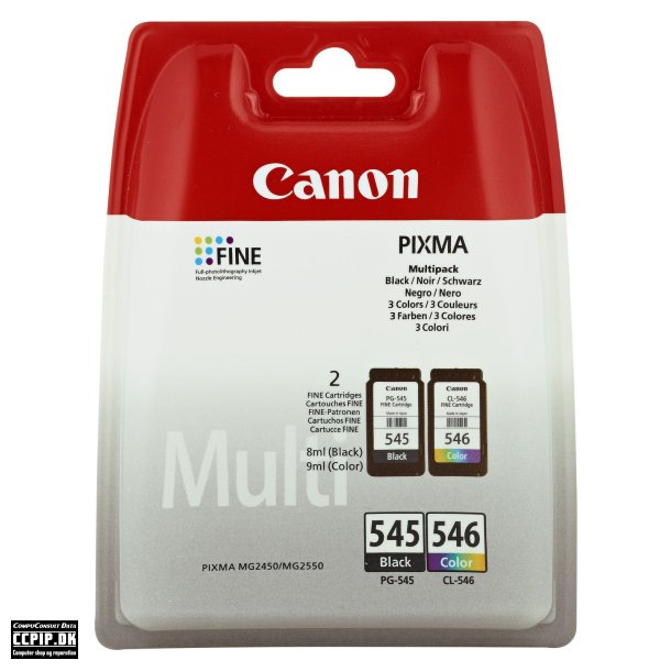 Canon PG 545 / CL-546 Multipack Sort Farve (cyan, magenta, gul) 180 sider