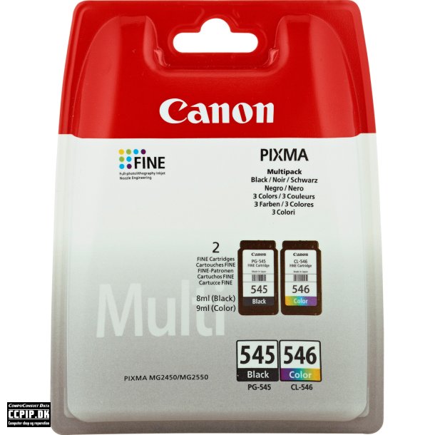 Canon PG 545 / CL-546 Multipack Sort Farve (cyan, magenta, gul) 180 sider