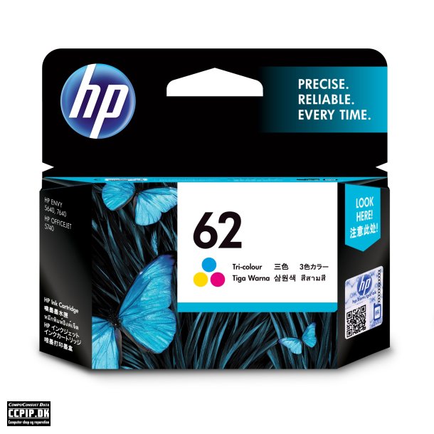 HP 62 Farve (cyan, magenta, gul) 165 sider