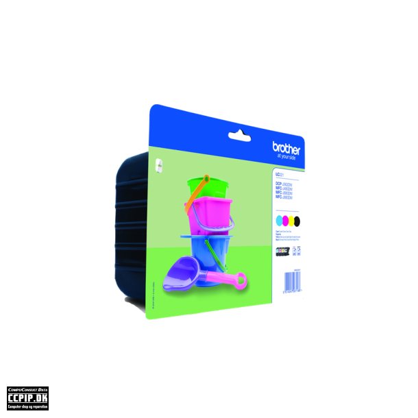 Brother LC 221 Value Pack Sort Gul Cyan Magenta 260 sider