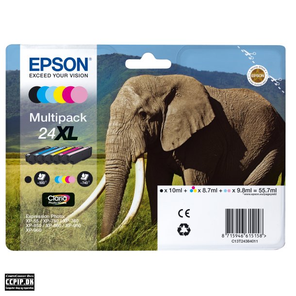 Epson 24XL Multipack Sort Gul Cyan Magenta Lys magenta Lys cyan