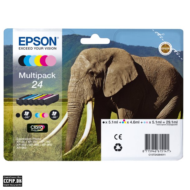 Epson 24 Multipack Sort Gul Cyan Magenta Lys magenta Lys cyan