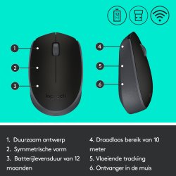 Logitech M171 Trdls Sort