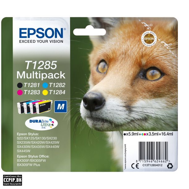 Epson T1285 Multipack Sort Gul Cyan Magenta