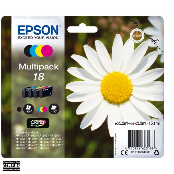 Epson 18 Multipack Sort Gul Cyan Magenta