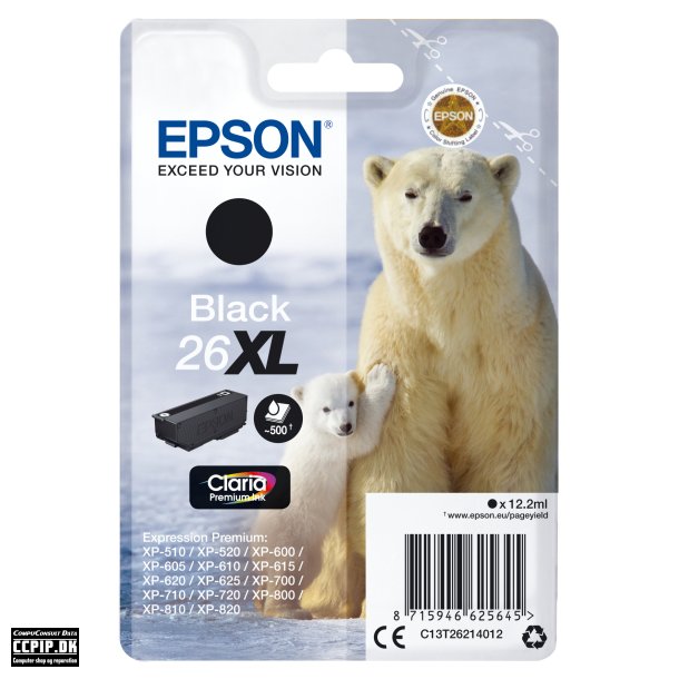 Epson 26XL Sort 500 sider