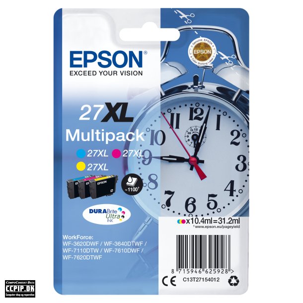 Epson 27XL Multipack Gul Cyan Magenta 1100 sider