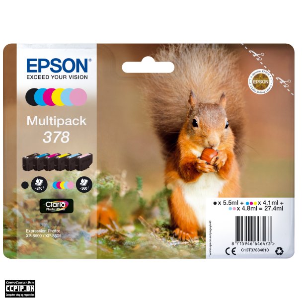 Epson Multipack 378 Sort Gul Cyan Magenta Lys magenta Lys cyan