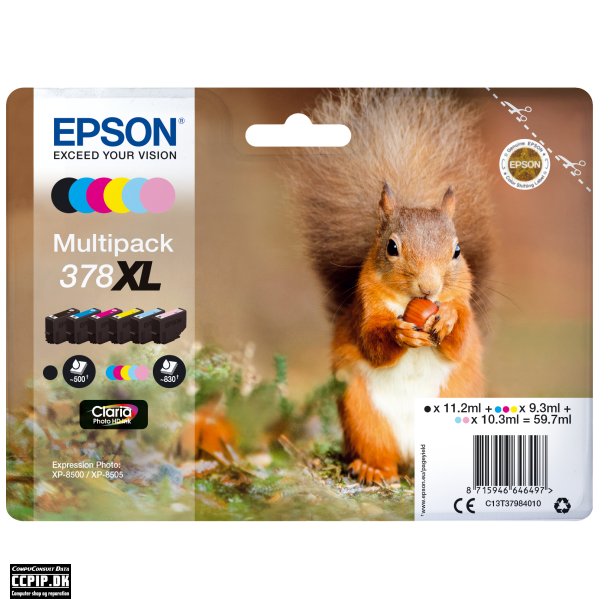 Epson 378XL Multipack Sort Gul Cyan Magenta Lys magenta Lys cyan