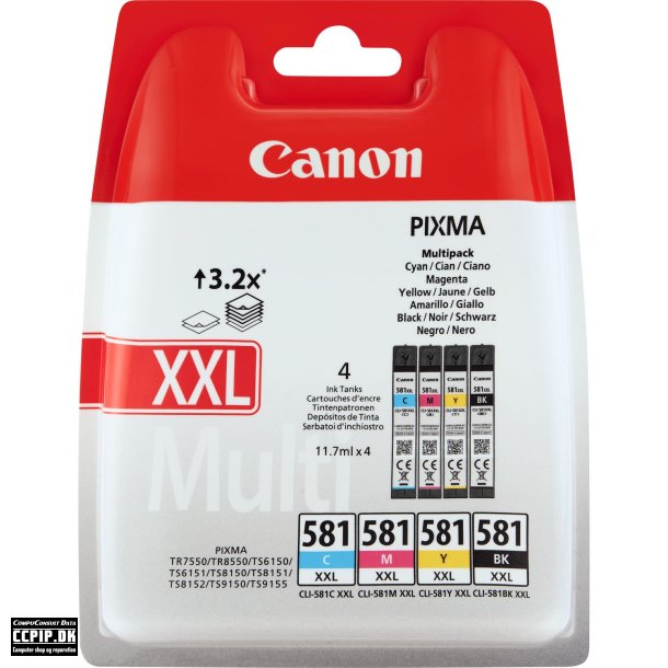 Canon CLI 581XXL /BK Multi Pack Sort Gul Cyan Magenta