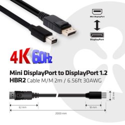 Club 3D Mini DisplayPort to DisplayPort 1.2 M/M 2m