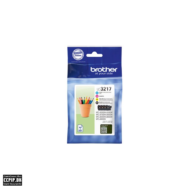 Brother LC 3217 Value Pack Sort Gul Cyan Magenta 550 sider