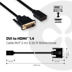 Club 3D Videokabel HDMI / DVI 2m Sort