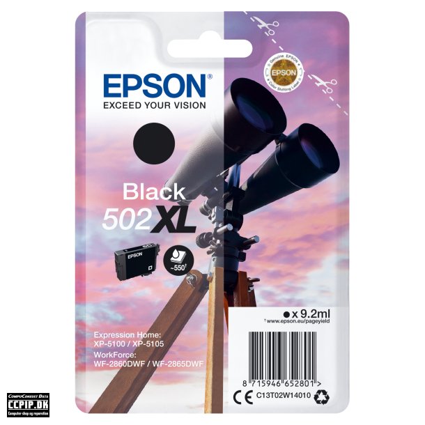 Epson 502XL Sort 550 sider