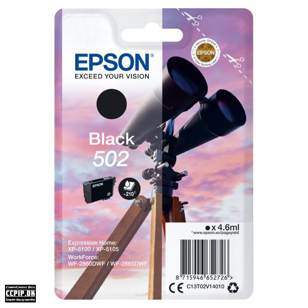 Epson 502 Sort 210 sider