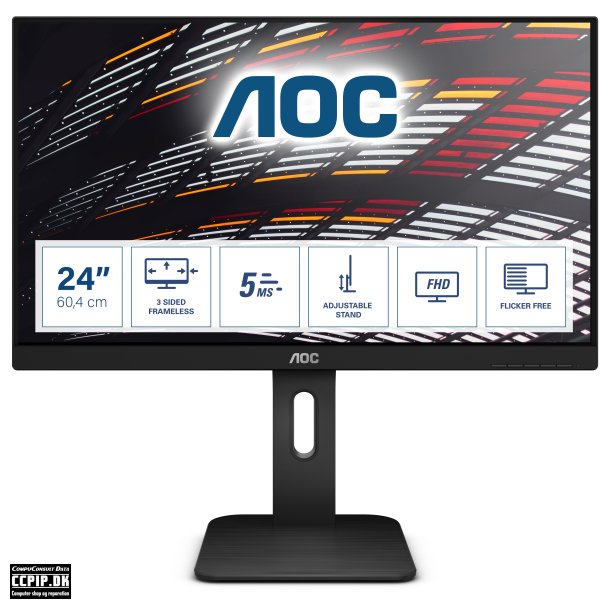AOC 24P1 23.8 1920 x 1080 DVI VGA (HD-15) HDMI DisplayPort 60Hz Pivot Skrm