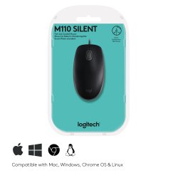 Logitech B110 Silent Optisk Kabling Sort