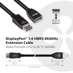 Club 3D DisplayPort forlngerkabel 2m