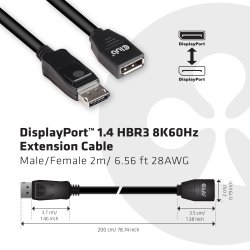 Club 3D DisplayPort forlngerkabel 2m