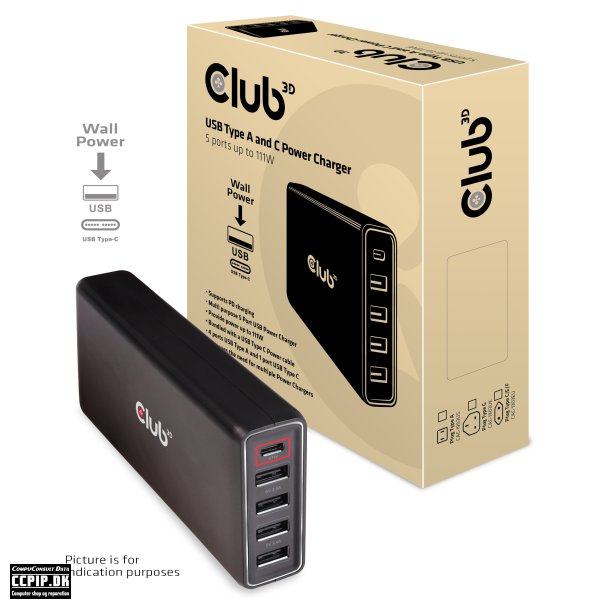 Club 3D 111Watt Strmforsyningsadapter