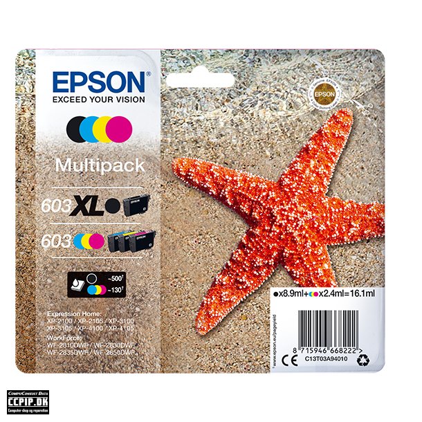 Epson 603 XL Multipack Sort Gul Cyan Magenta