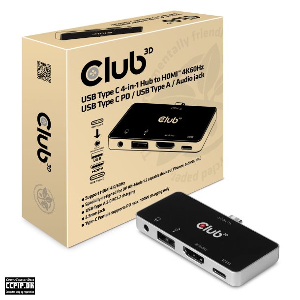Club3D USB Type C 4-in-1 Hub Dockingstation