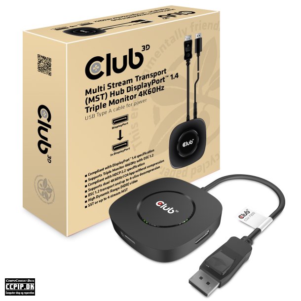 Club 3D CSV-7300 Multi Stream Transport (MST) Hub Video-/audiosplitter DisplayPort