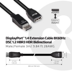 Club 3D DisplayPort forlngerkabel 3m