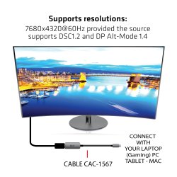 Club 3D CAC-1567 USB / DisplayPort-kabel 22cm