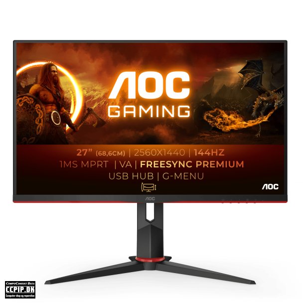 AOC Gaming Q27G2U/BK 27 2560 x 1440 HDMI DisplayPort 144Hz Pivot Skrm