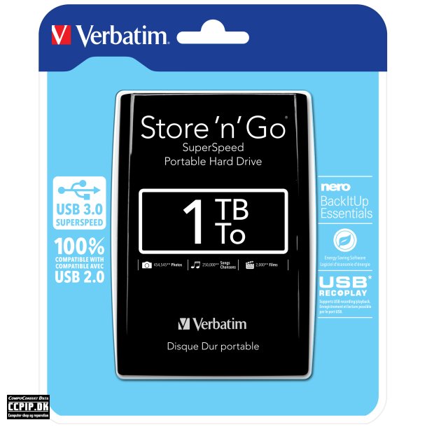 Verbatim Store 'n' Go Harddisk Portable 1TB USB 3.0 5400rpm