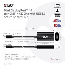 Club 3D Videoadapter Mini DisplayPort / HDMI 15cm Sort
