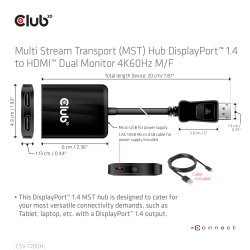 Club 3D Videoadapter DisplayPort / HDMI 20cm Sort