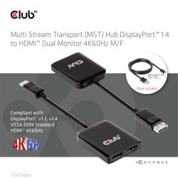 Club 3D Videoadapter DisplayPort / HDMI 20cm Sort