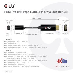 Club 3D Videoadapterkabel HDMI / USB 22cm Sort