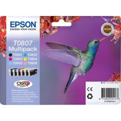 Epson T0807 Multipack Sort Gul Cyan Magenta Lys magenta Lys cyan