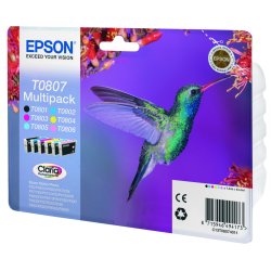 Epson T0807 Multipack Sort Gul Cyan Magenta Lys magenta Lys cyan