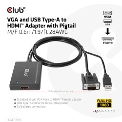 Club 3D Videoadapter HDMI / VGA 60cm Sort
