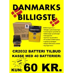 Powermaker CR2032 Lithium Batteri - Kasse (salgsbox) med 20 X 2 stk.