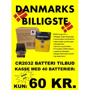 Powermaker CR2032 Lithium Batteri - Kasse (salgsbox) med 20 X 2 stk.